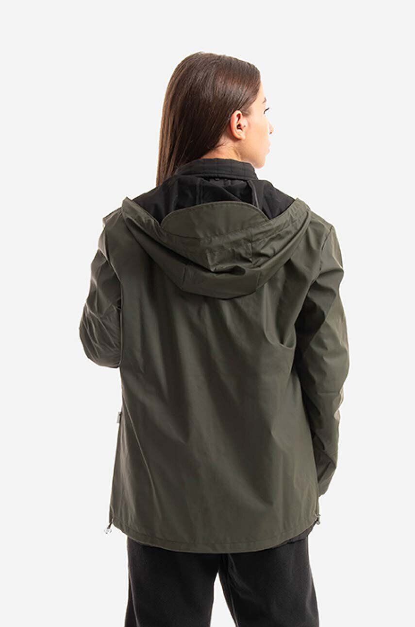 Rains Nepremokavá bunda Short Hooded Coat 18260.GREEN-GREEN zelená farba prechodná oversize - Pepit.sk