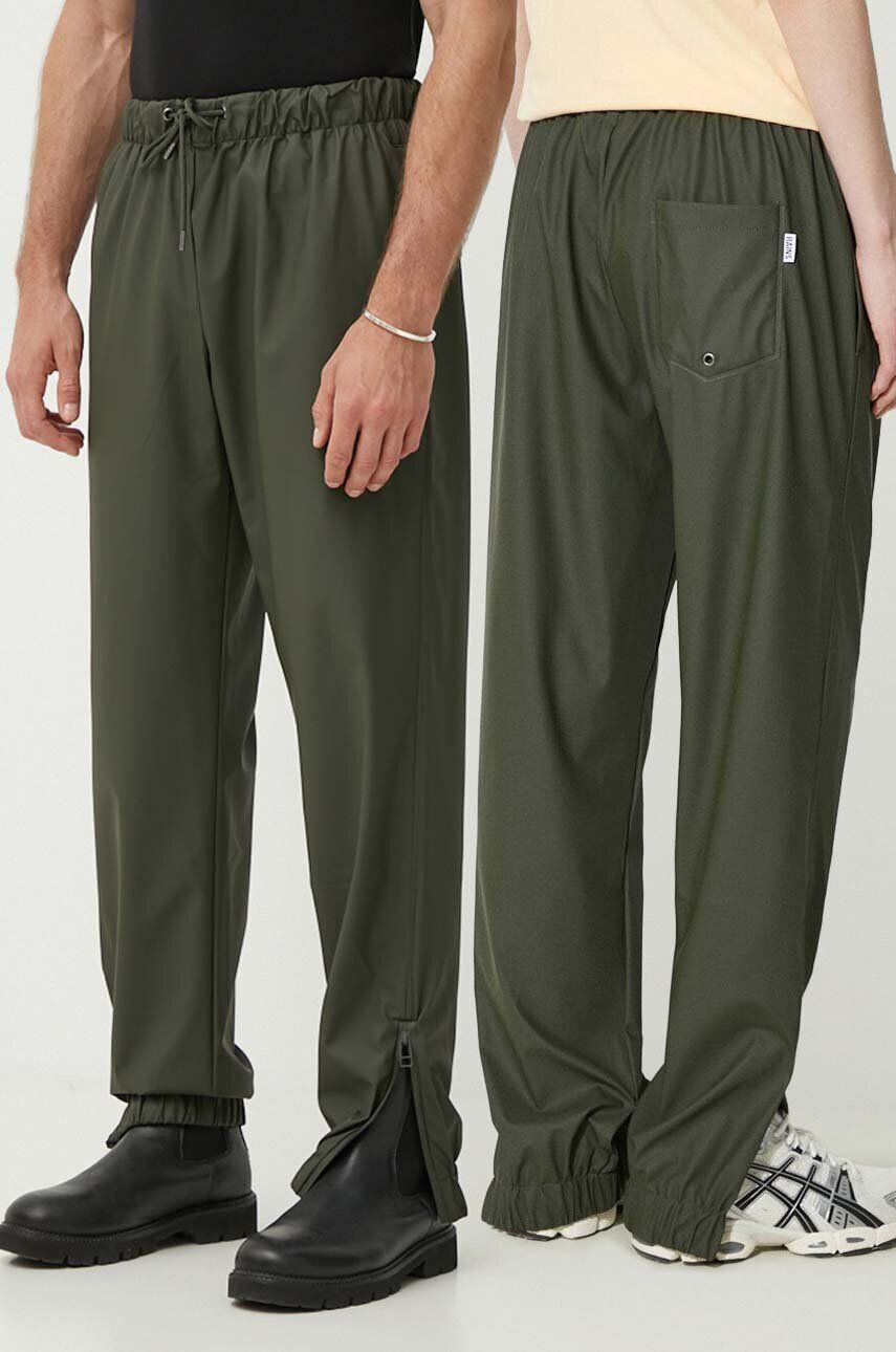 Rains Nepremokavé nohavice 18560-GREEN Rain Pants Regular zelená farba rovné stredne vysoký pás - Pepit.sk