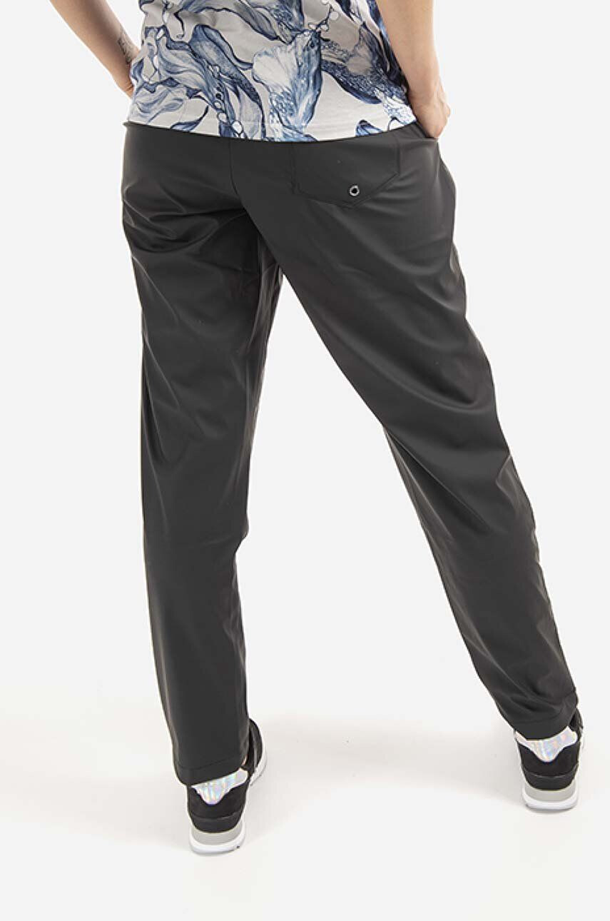 Rains Nepremokavé nohavice Pants Slim 18580.BLACK-BLACK čierna farba rovné vysoký pás - Pepit.sk