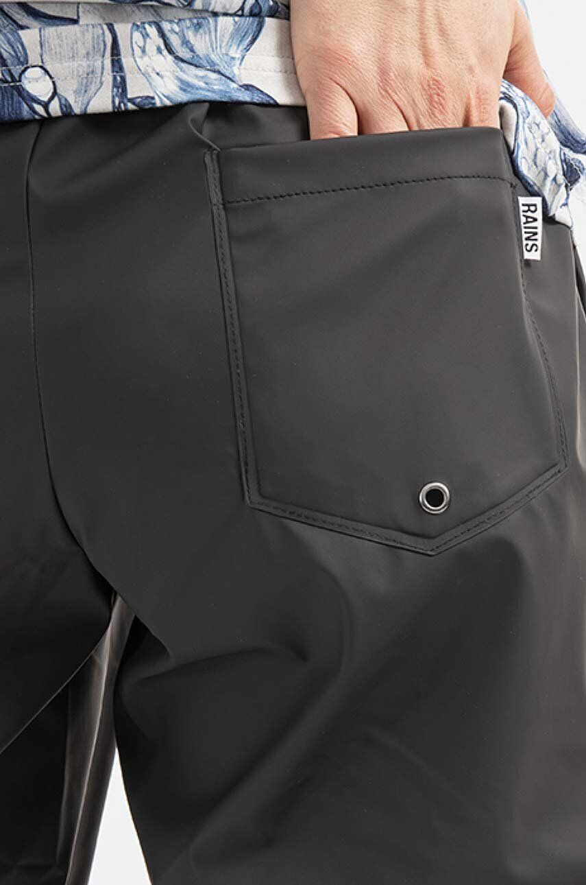 Rains Nepremokavé nohavice Pants Slim 18580.BLACK-BLACK čierna farba rovné vysoký pás - Pepit.sk