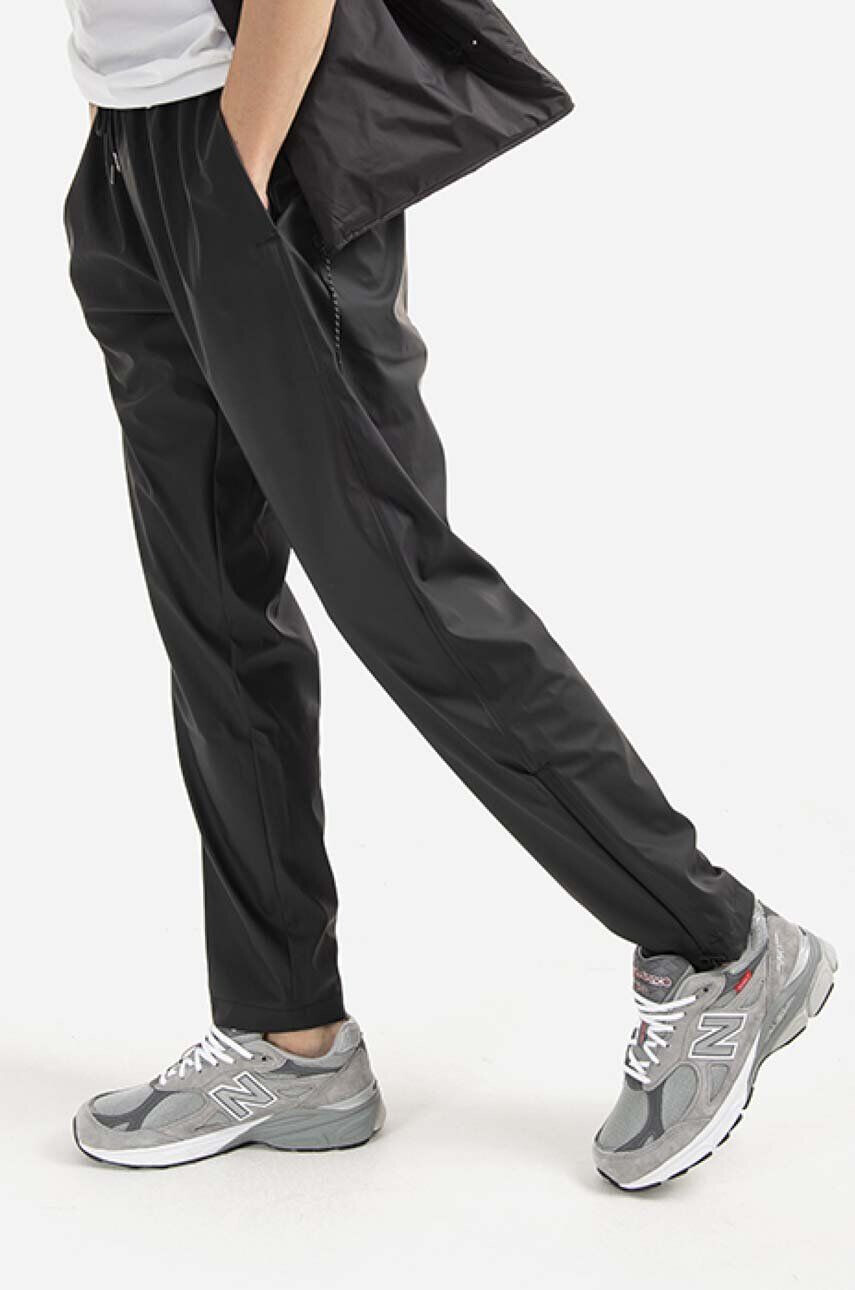 Rains Nepremokavé nohavice Pants Slim 18580.BLACK-BLACK čierna farba rovné vysoký pás - Pepit.sk