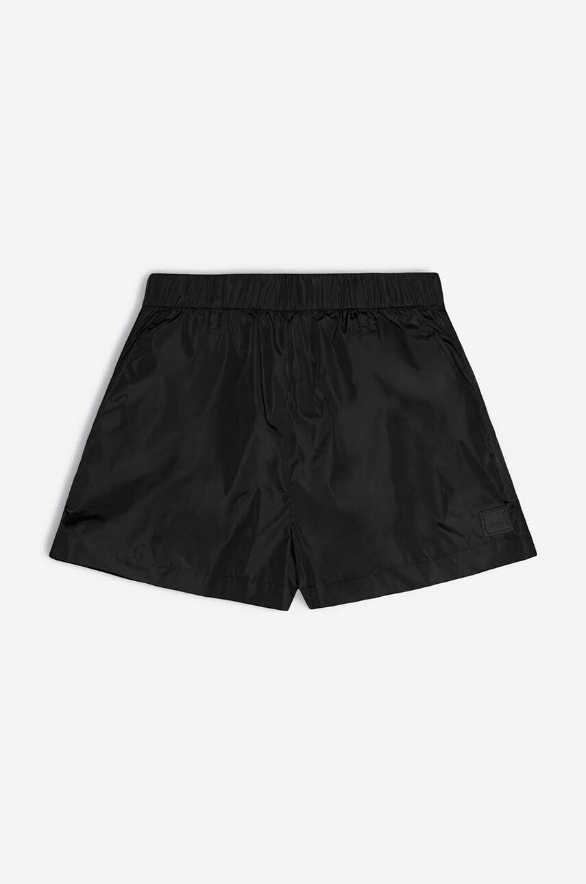 Rains Šortky Shorts W Wide 18950-BLACK. čierna farba jednofarebné - Pepit.sk