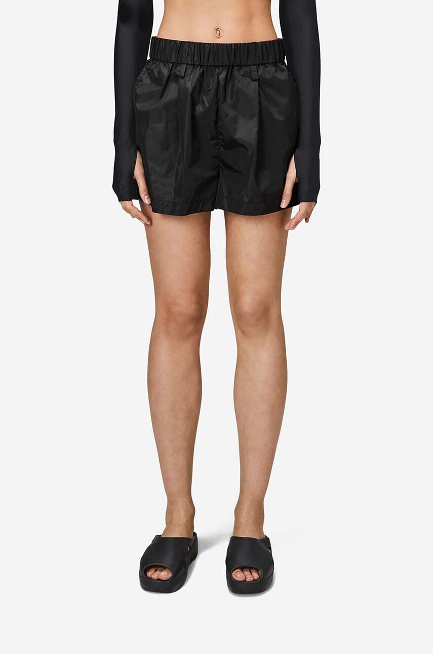 Rains Šortky Shorts W Wide 18950-BLACK. čierna farba jednofarebné - Pepit.sk