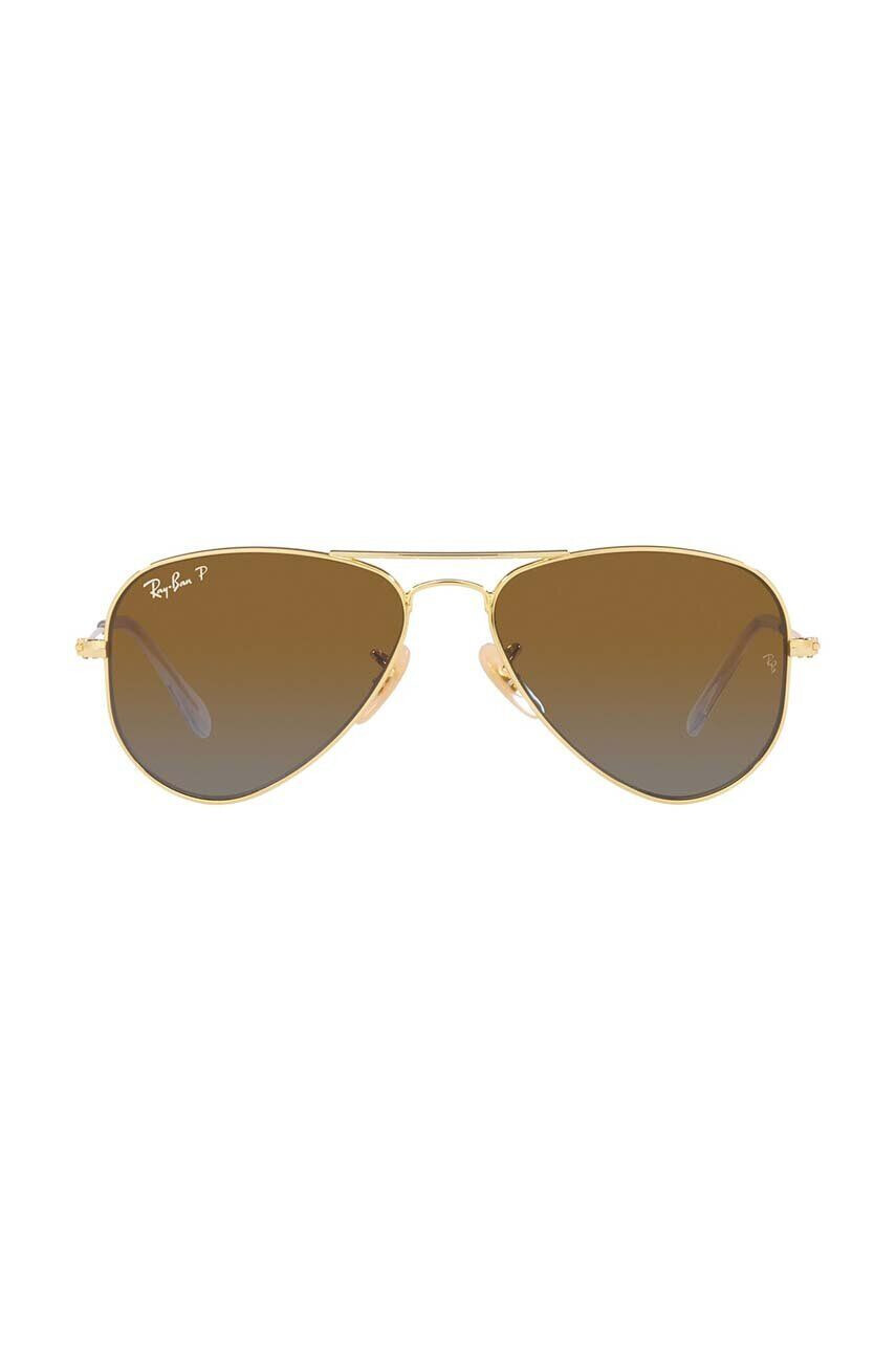 Ray-Ban Detské slnečné okuliare Junior Aviator hnedá farba 0RJ9506S-Polarized - Pepit.sk