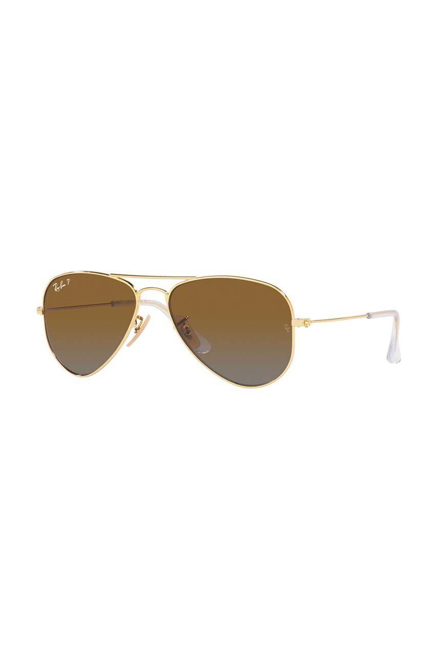 Ray-Ban Detské slnečné okuliare Junior Aviator hnedá farba 0RJ9506S-Polarized - Pepit.sk