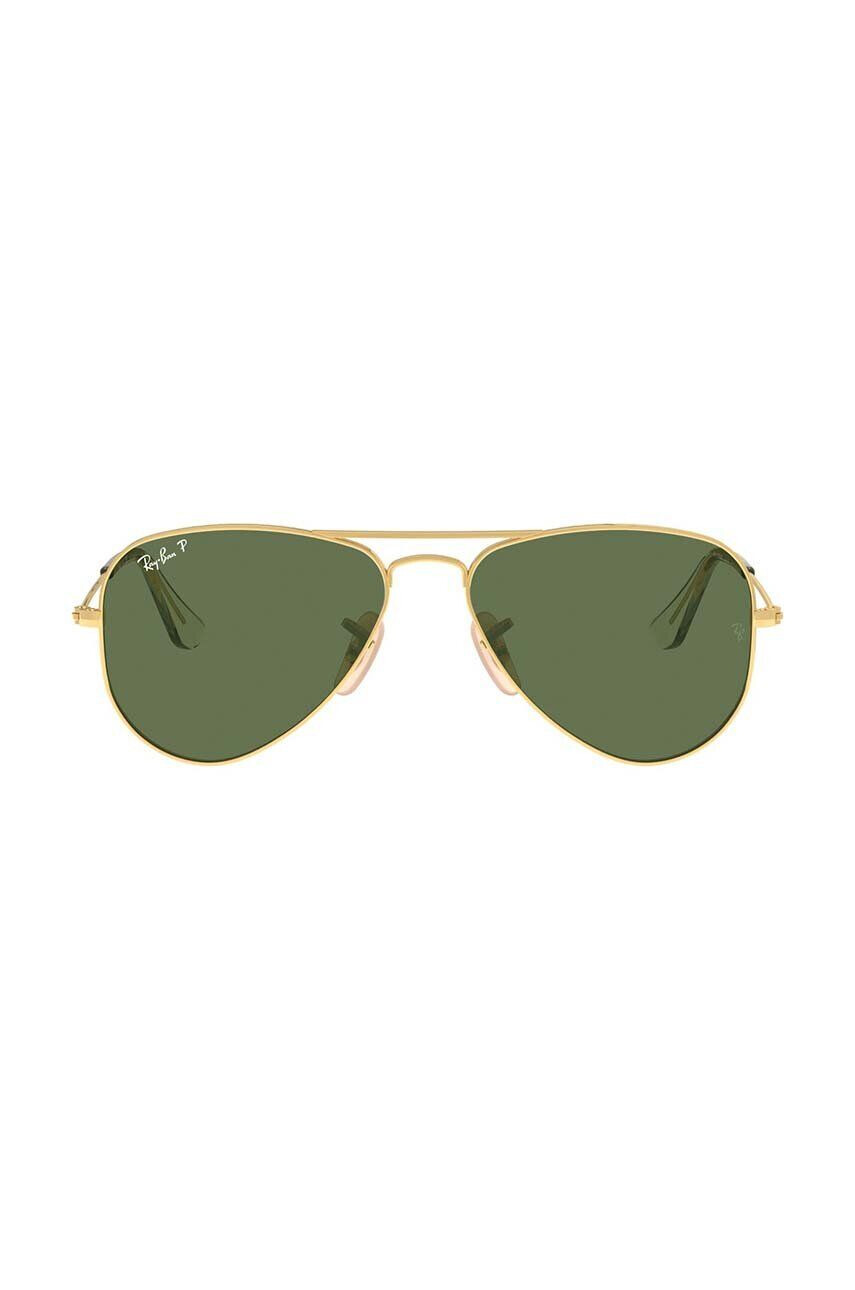 Ray-Ban Detské slnečné okuliare Junior Aviator zelená farba 0RJ9506S-Polarized - Pepit.sk