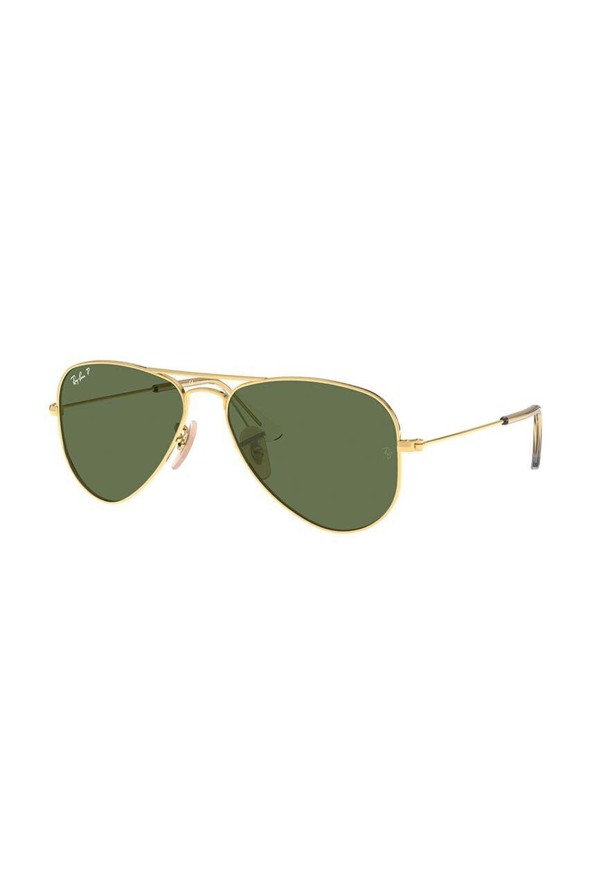 Ray-Ban Detské slnečné okuliare Junior Aviator zelená farba 0RJ9506S-Polarized - Pepit.sk