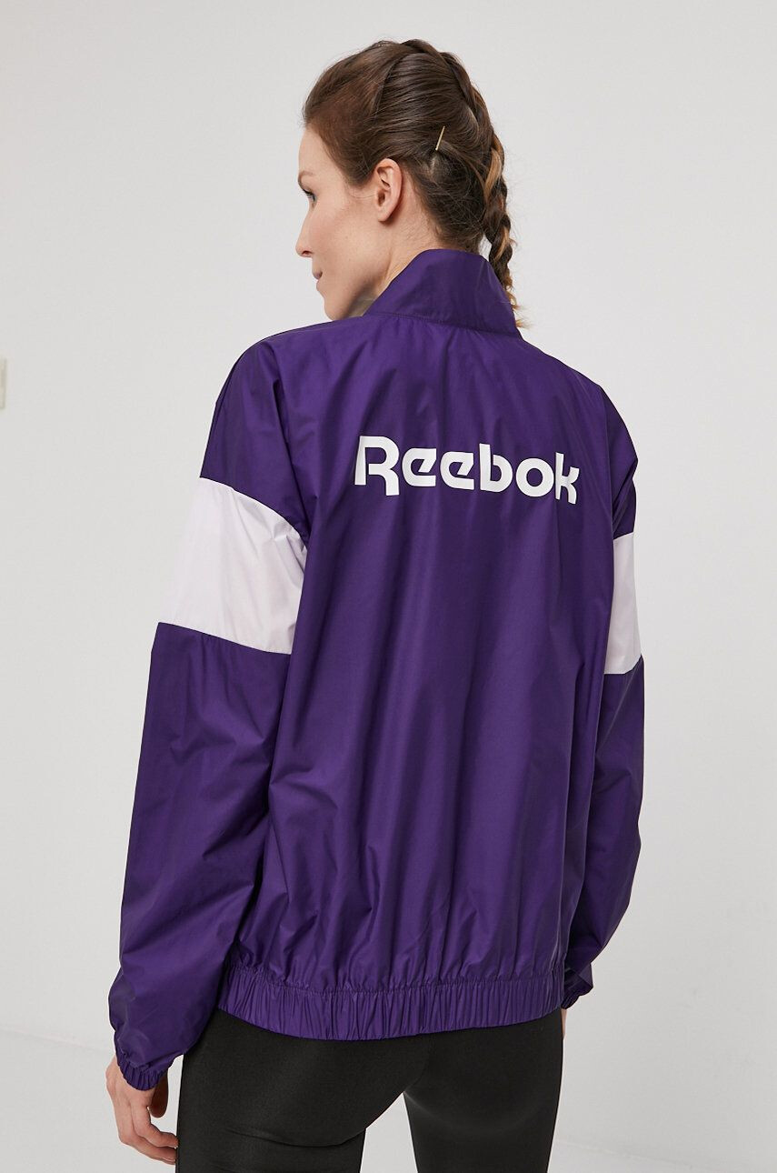 Reebok Bunda dámska fialová farba prechodná - Pepit.sk