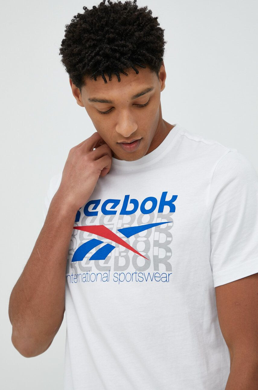 Reebok Classic Bavlnené tričko biela farba vzorované - Pepit.sk