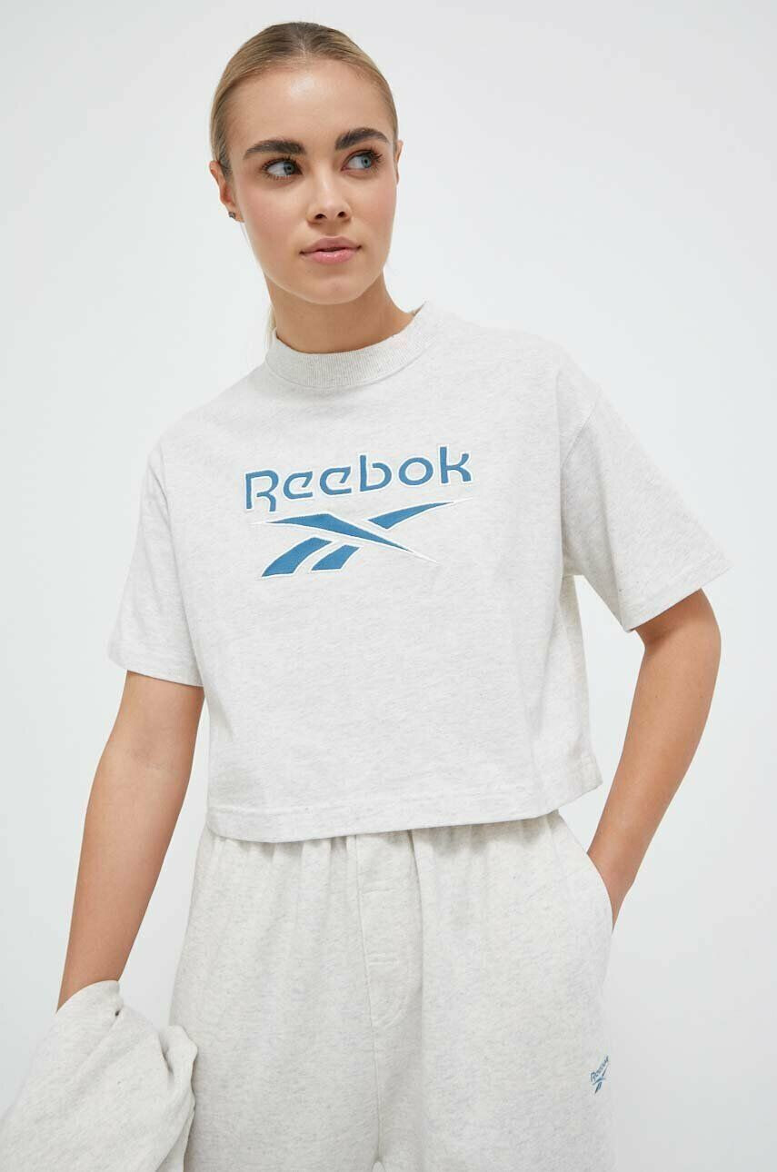 Reebok Classic Bavlnené tričko AE Big Logo Crop IC8094-CHAMEL béžová farba - Pepit.sk