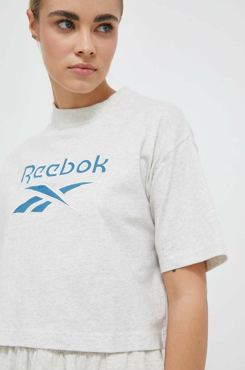 Reebok Classic Bavlnené tričko AE Big Logo Crop IC8094-CHAMEL béžová farba - Pepit.sk