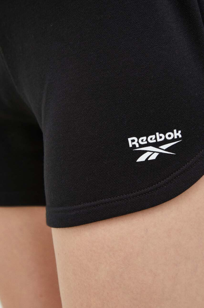 Reebok Šortky dámske čierna farba jednofarebné vysoký pás - Pepit.sk