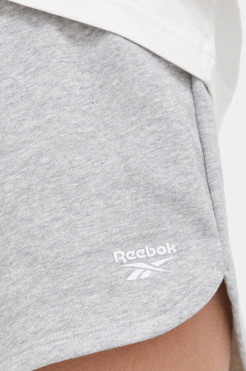 Reebok Šortky dámske šedá farba melanžové stredne vysoký pás - Pepit.sk