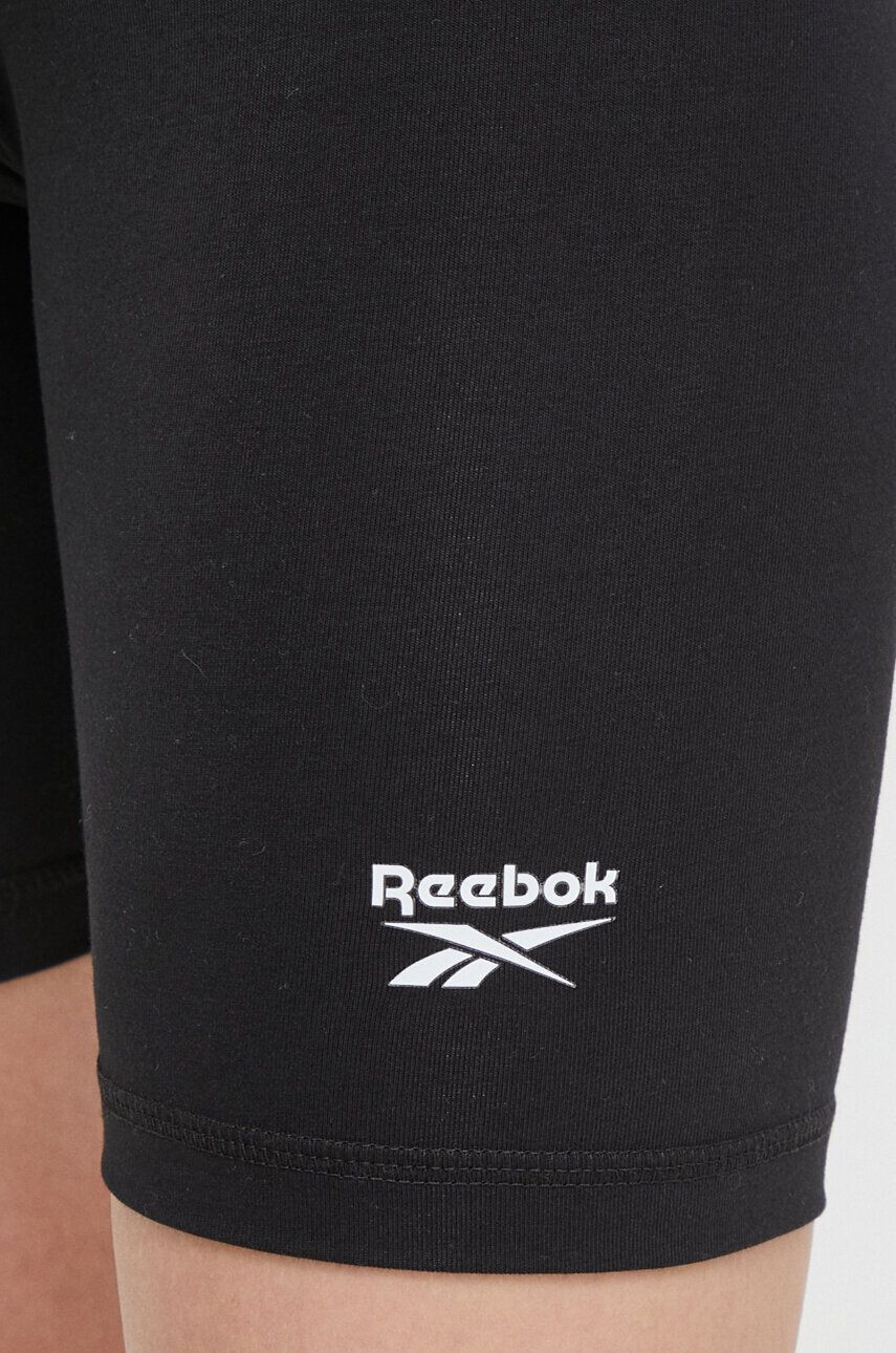 Reebok Šortky dámske čierna farba jednofarebné vysoký pás - Pepit.sk