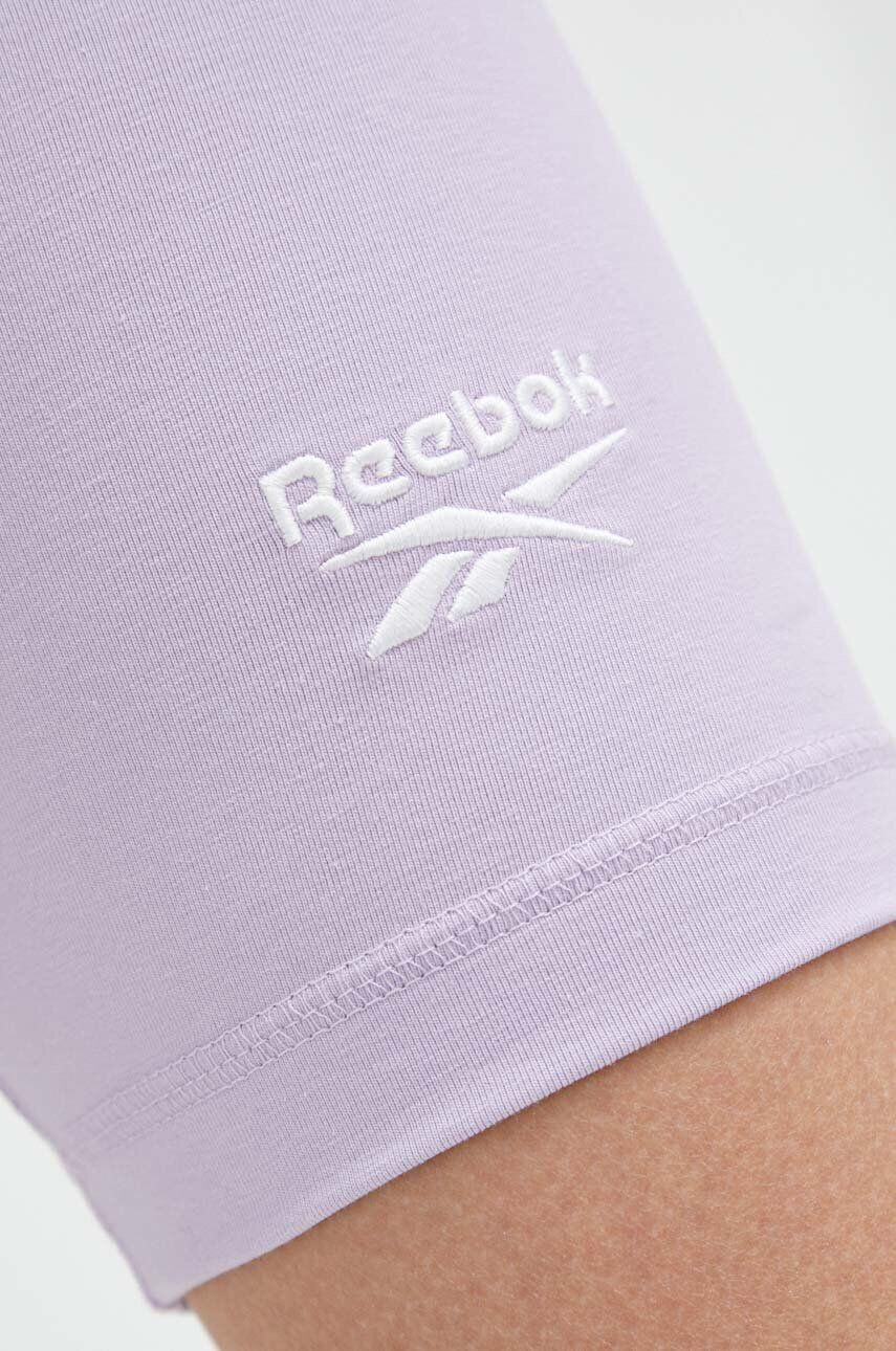 Reebok Šortky Identity dámske fialová farba jednofarebné vysoký pás - Pepit.sk