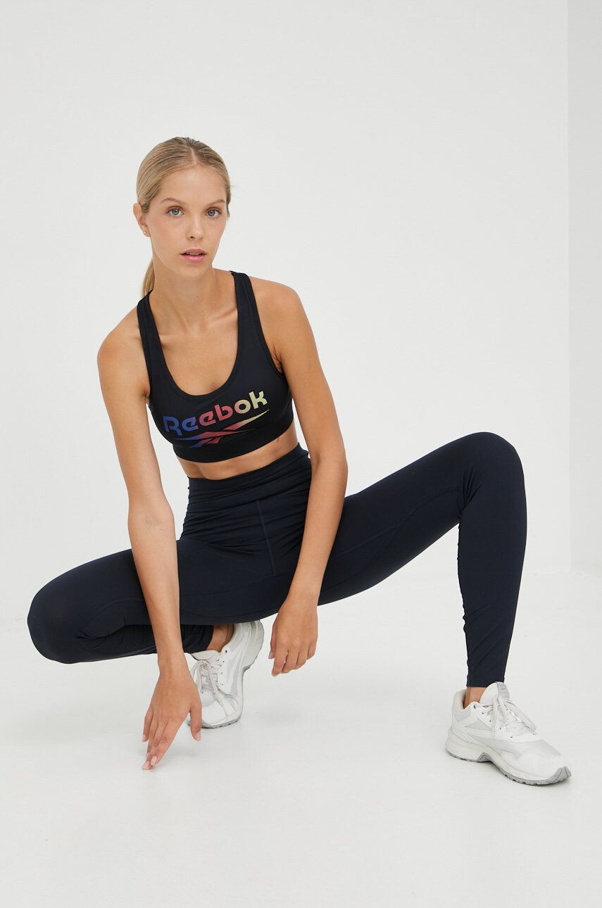 Reebok Športová podprsenka Gina čierna farba vzorované - Pepit.sk