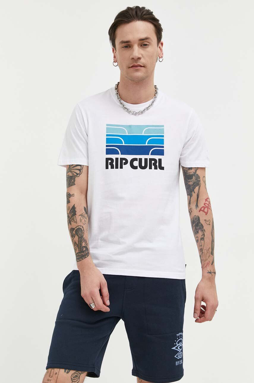 Rip Curl Bavlnené tričko biela farba s potlačou - Pepit.sk