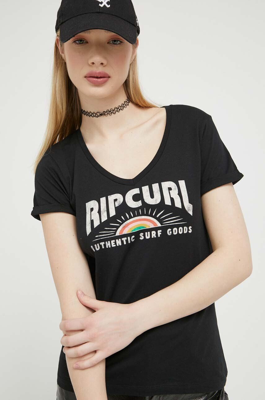 Rip Curl Bavlnené tričko červená farba s potlačou - Pepit.sk