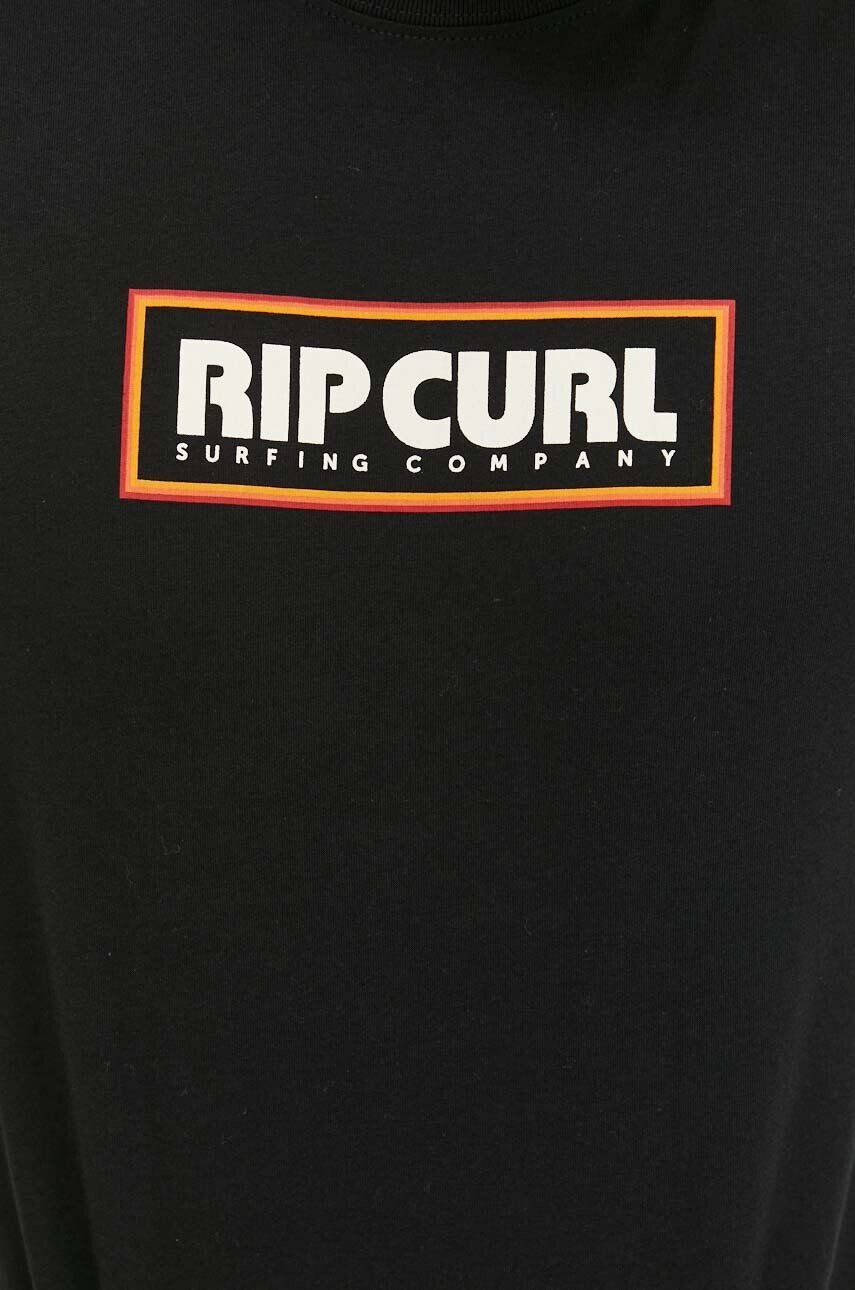 Rip Curl Bavlnené tričko čierna farba s potlačou - Pepit.sk