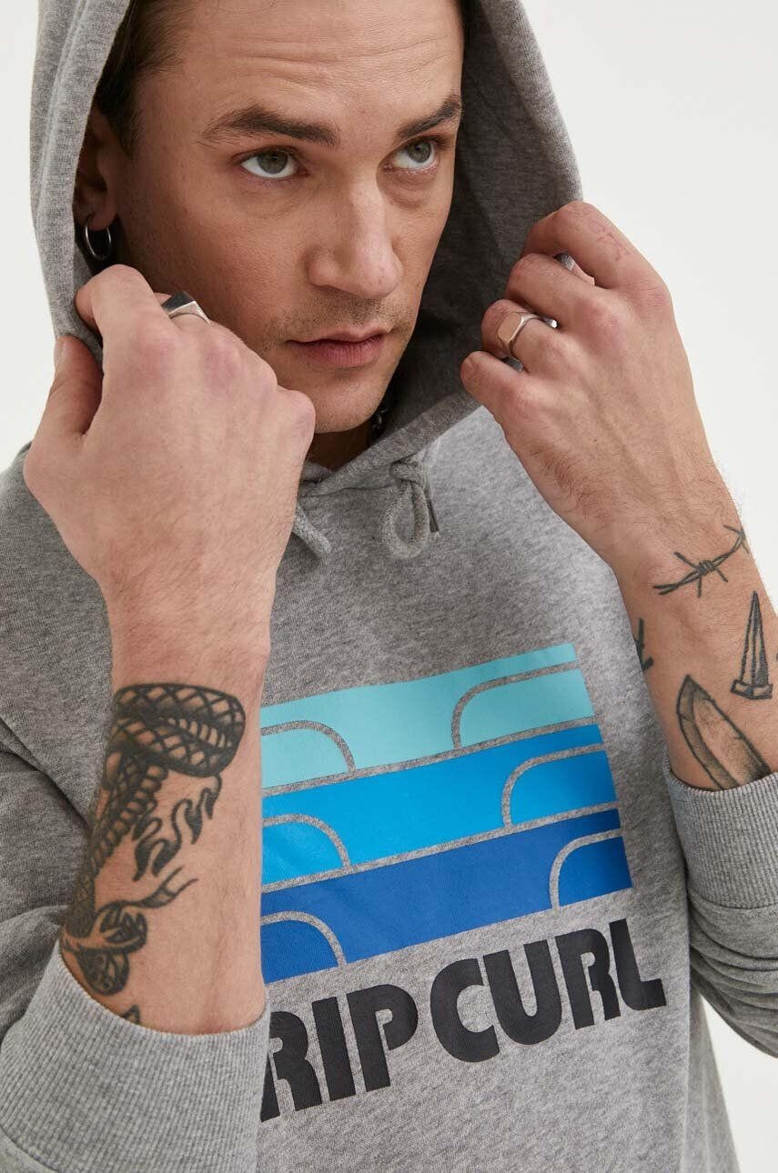 Rip Curl Mikina pánska šedá farba s kapucňou s potlačou - Pepit.sk