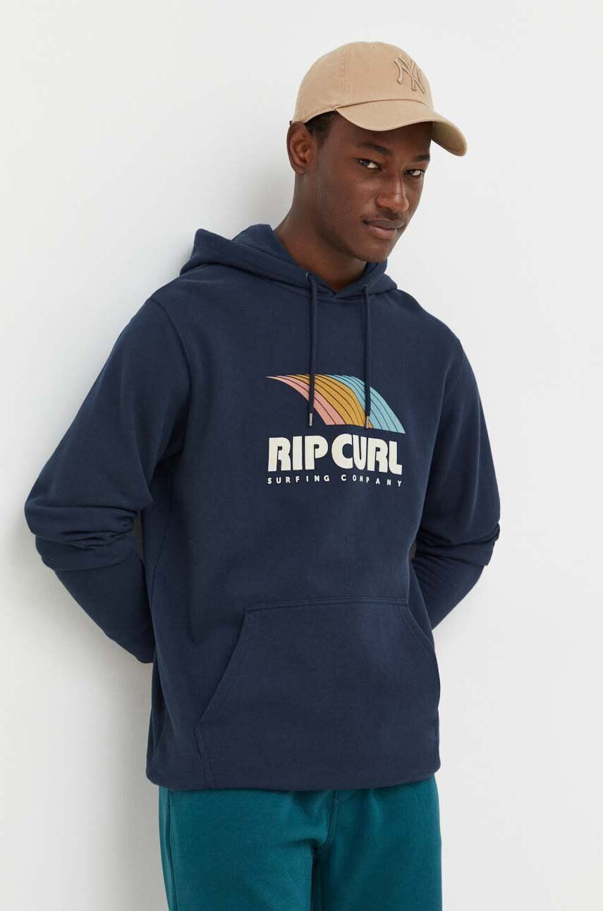 Rip Curl Mikina pánska tmavomodrá farba s kapucňou s potlačou - Pepit.sk