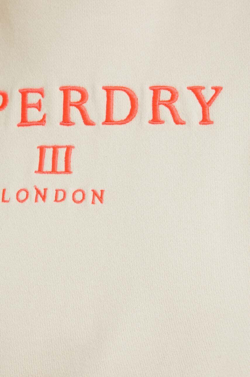 Superdry Bavlnená mikina pánska béžová farba s kapucňou s potlačou - Pepit.sk