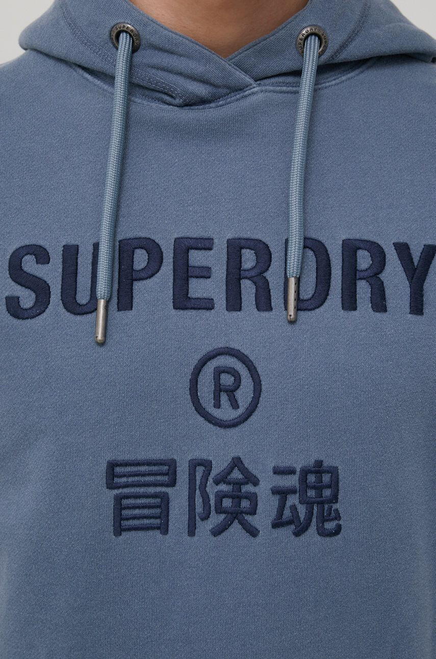 Superdry Bavlnená mikina pánska tmavomodrá farba s nášivkou - Pepit.sk