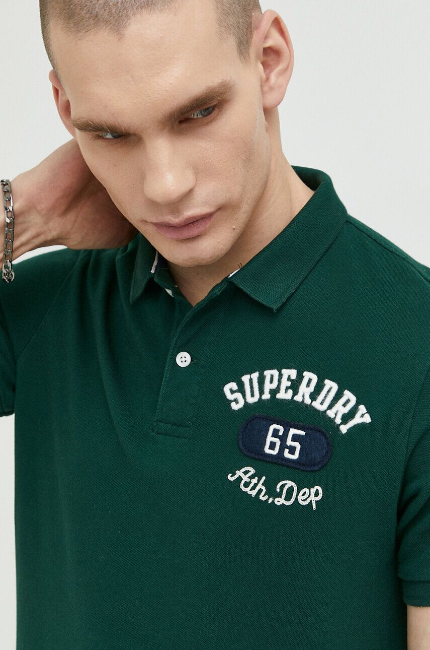 Superdry Bavlnené polo tričko zelená farba s nášivkou - Pepit.sk