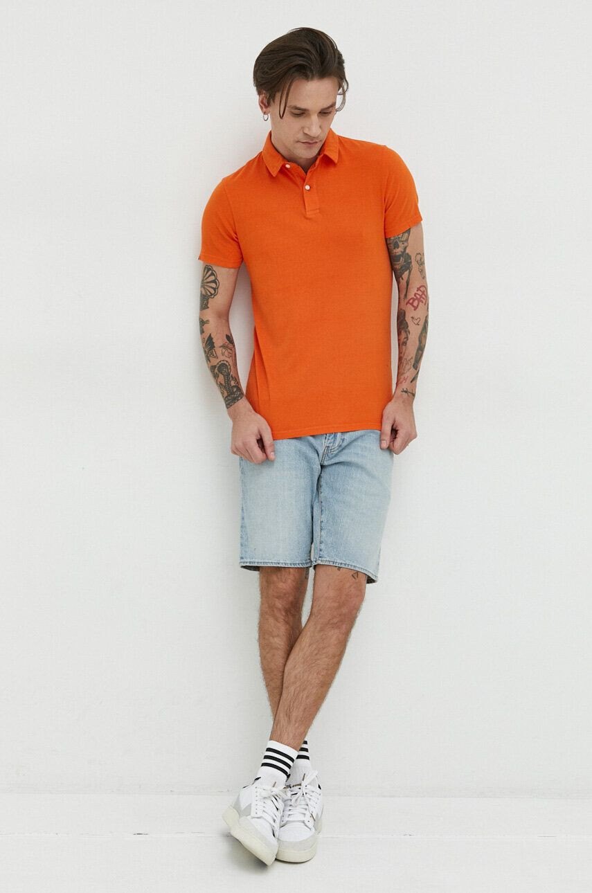 Superdry Bavlnené polo tričko oranžová farba jednofarebné - Pepit.sk