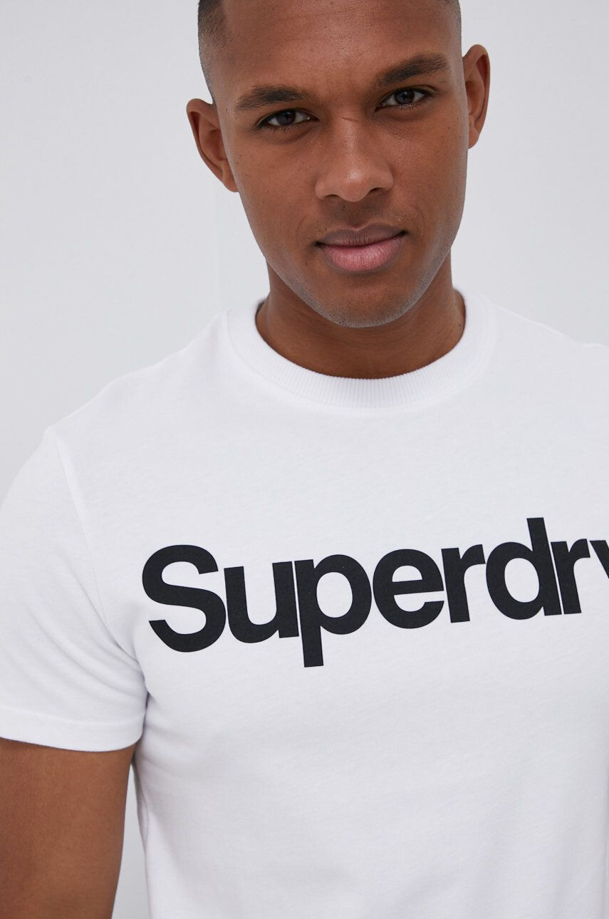 Superdry Bavlnené tričko biela farba s potlačou - Pepit.sk