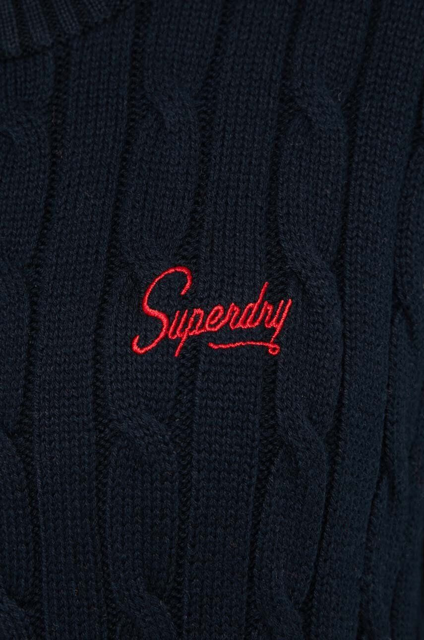 Superdry Bavlnený sveter tmavomodrá farba tenký - Pepit.sk