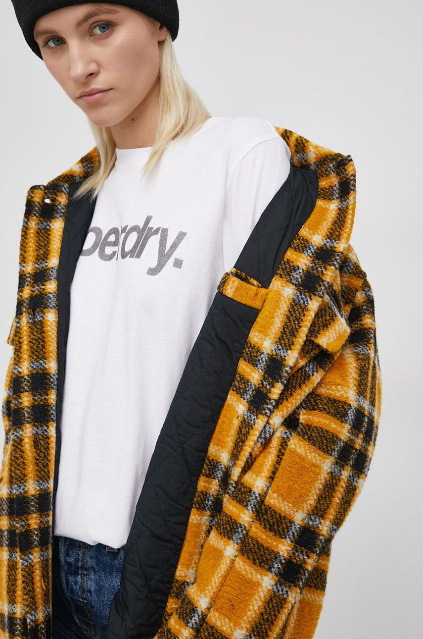 Superdry Bunda dámska žltá farba prechodná oversize - Pepit.sk