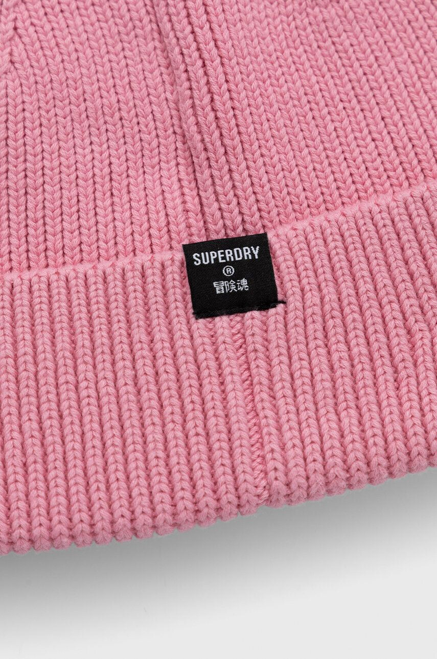 Superdry Čiapka ružová farba z hrubej pleteniny bavlnená - Pepit.sk