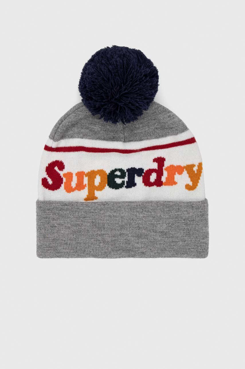 Superdry Čiapka šedá farba z hrubej pleteniny - Pepit.sk