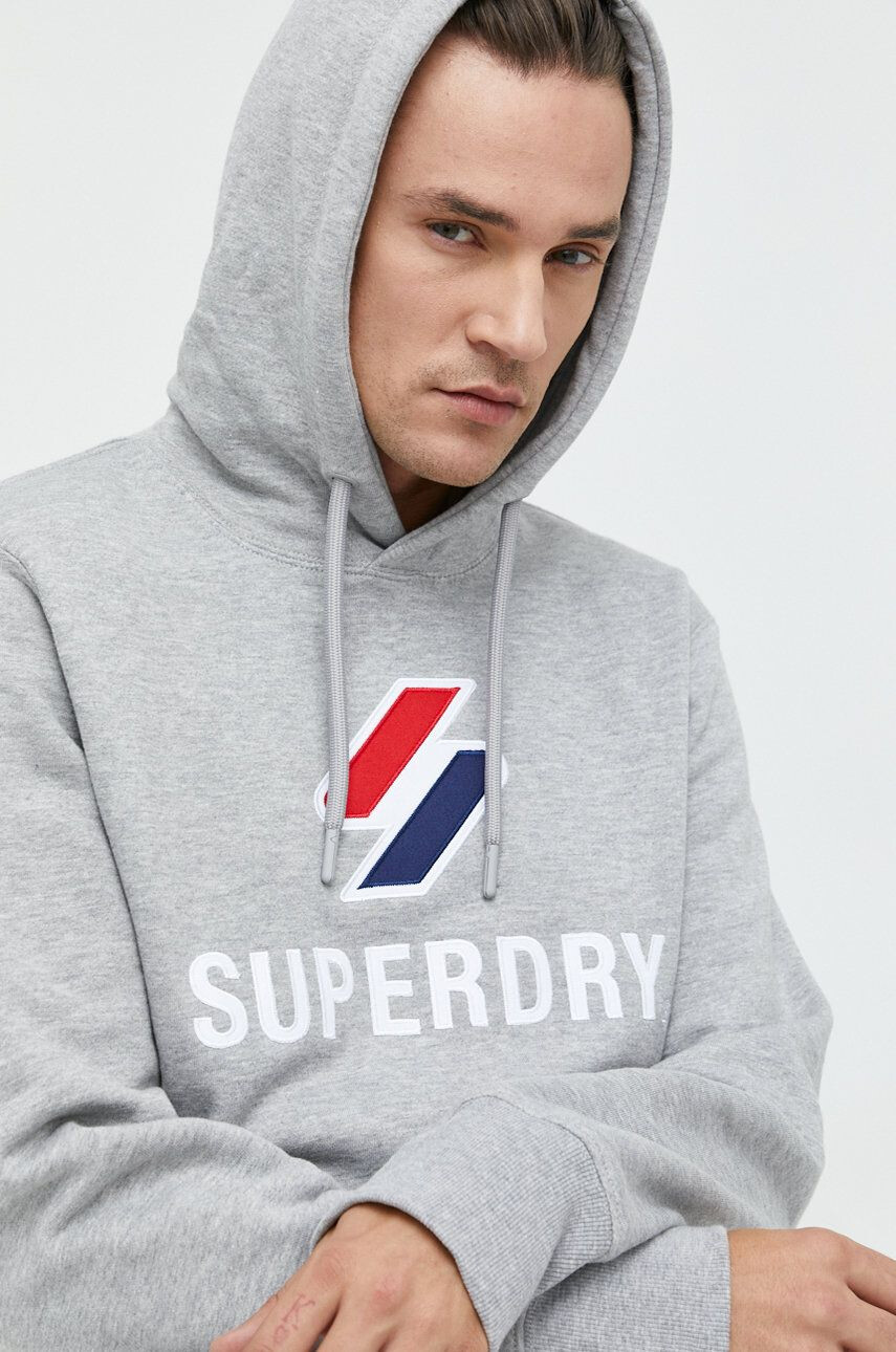 Superdry Mikina pánska šedá farba s kapucňou melanžová - Pepit.sk