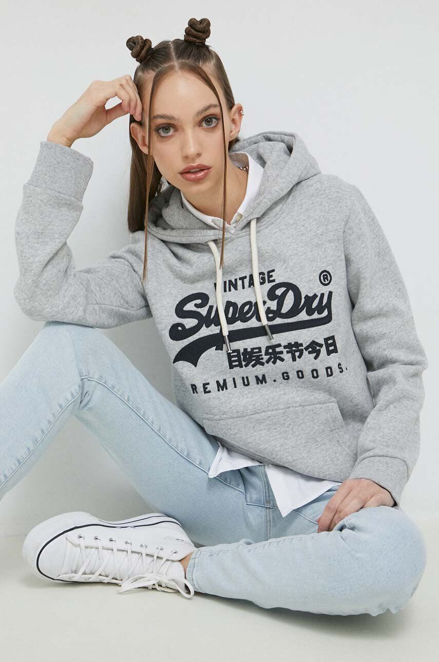 Superdry Mikina pánska šedá farba melanžová - Pepit.sk