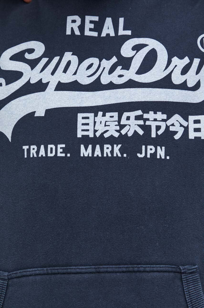 Superdry Mikina pánska tmavomodrá farba s kapucňou jednofarebná - Pepit.sk