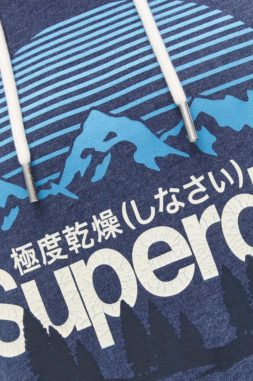 Superdry Mikina pánska tmavomodrá farba s kapucňou s potlačou - Pepit.sk