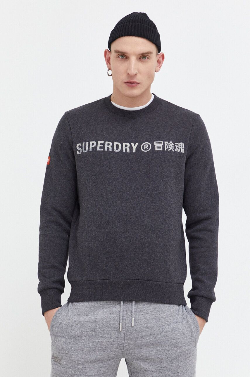 Superdry Mikina pánska šedá farba s potlačou - Pepit.sk