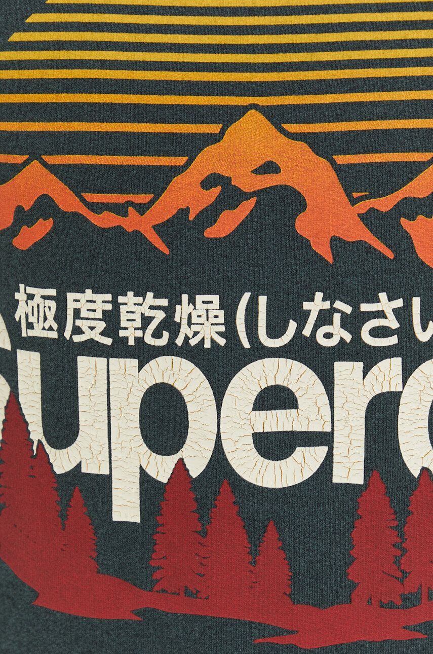 Superdry Mikina pánska zelená farba s kapucňou s potlačou - Pepit.sk