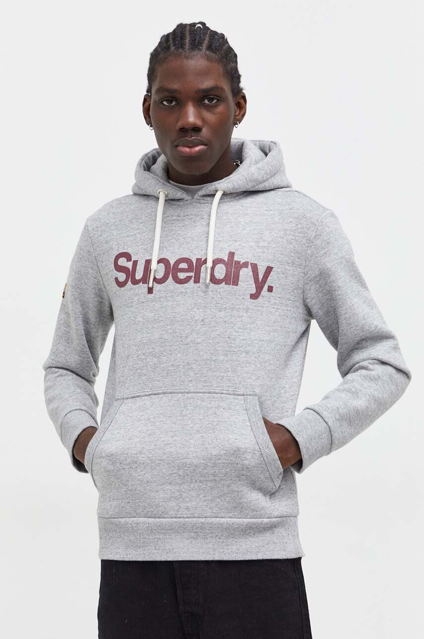 Superdry Mikina pánska šedá farba s kapucňou s potlačou - Pepit.sk