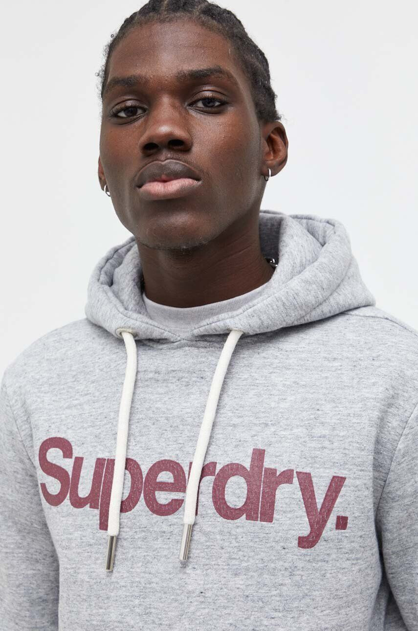 Superdry Mikina pánska šedá farba s kapucňou s potlačou - Pepit.sk