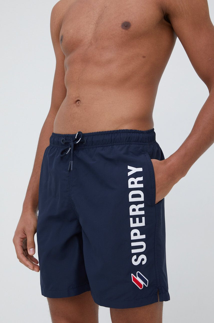 Superdry Plavkové šortky tmavomodrá farba - Pepit.sk