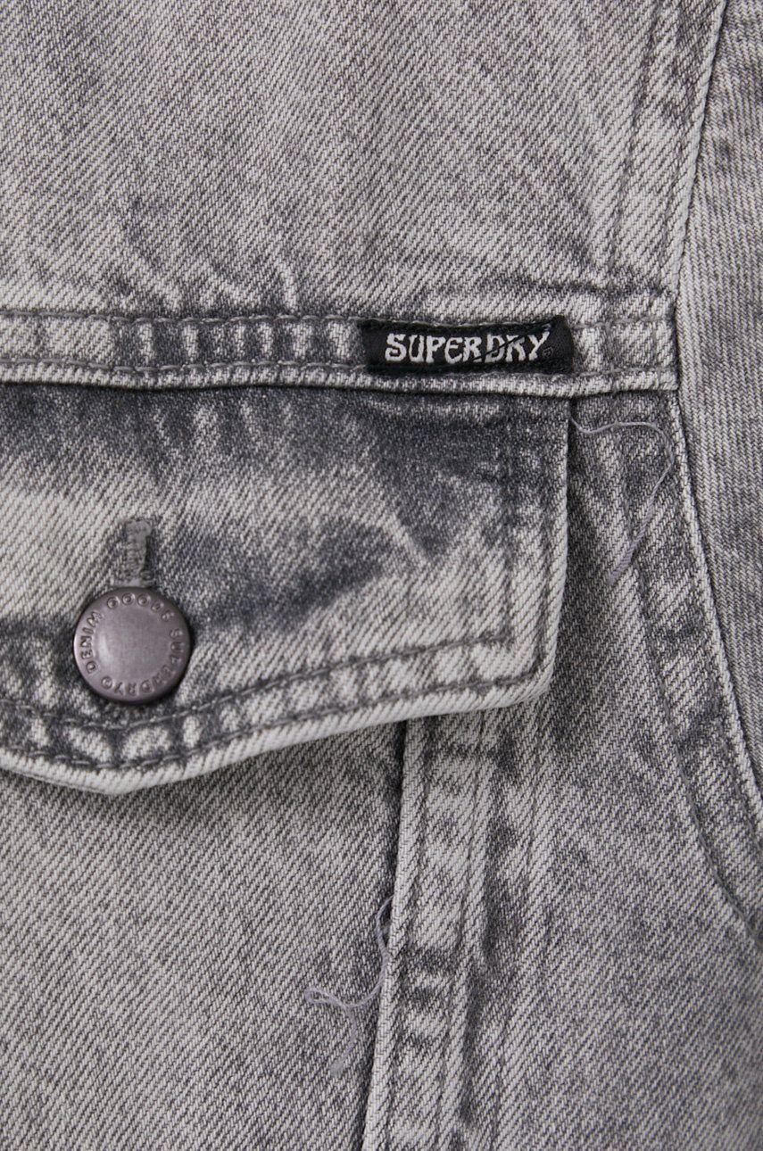 Superdry Rifľová bunda pánska šedá farba prechodná - Pepit.sk