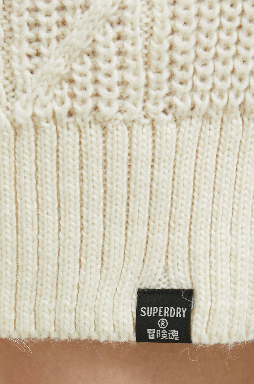 Superdry Šaty s prímesou vlny béžová farba mini rovný strih - Pepit.sk