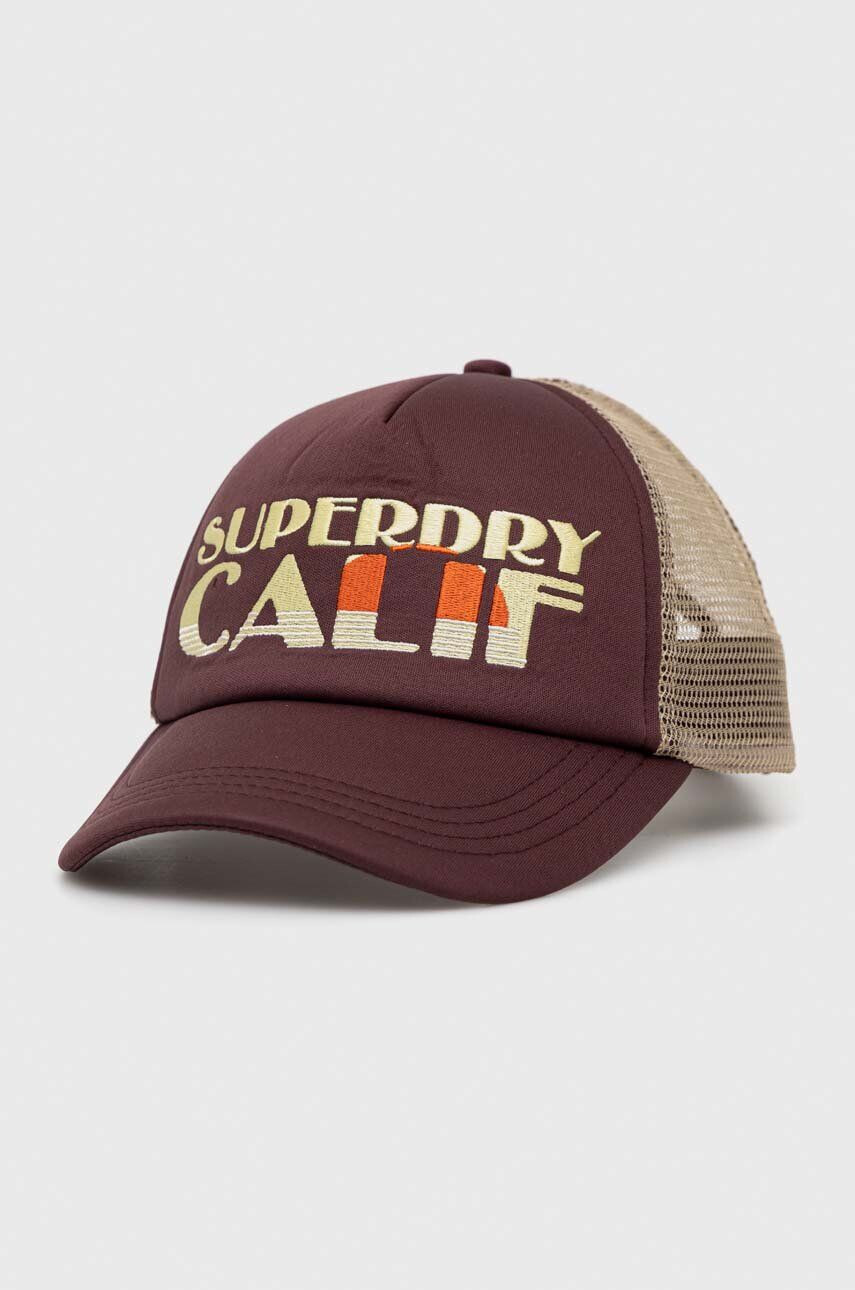 Superdry Šiltovka hnedá farba vzorovaná - Pepit.sk