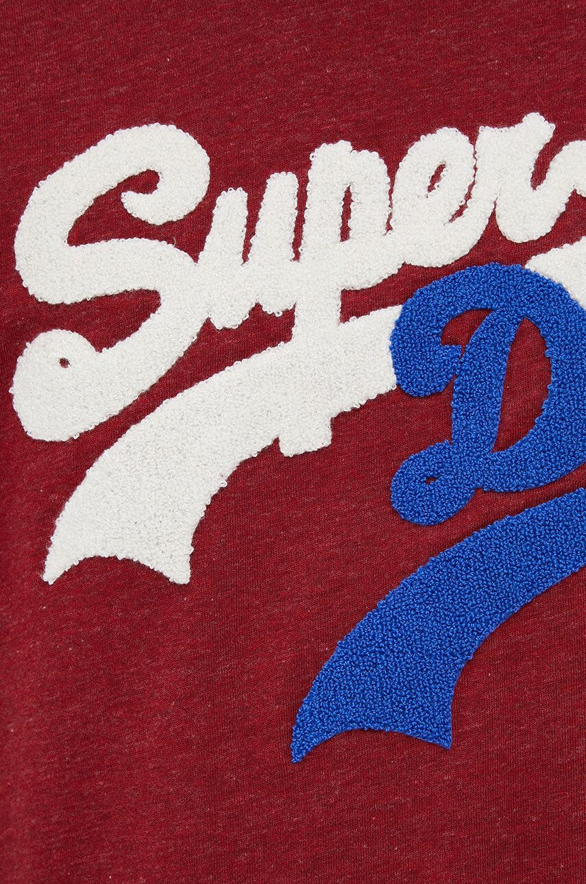 Superdry Tričko pánske bordová farba s nášivkou - Pepit.sk