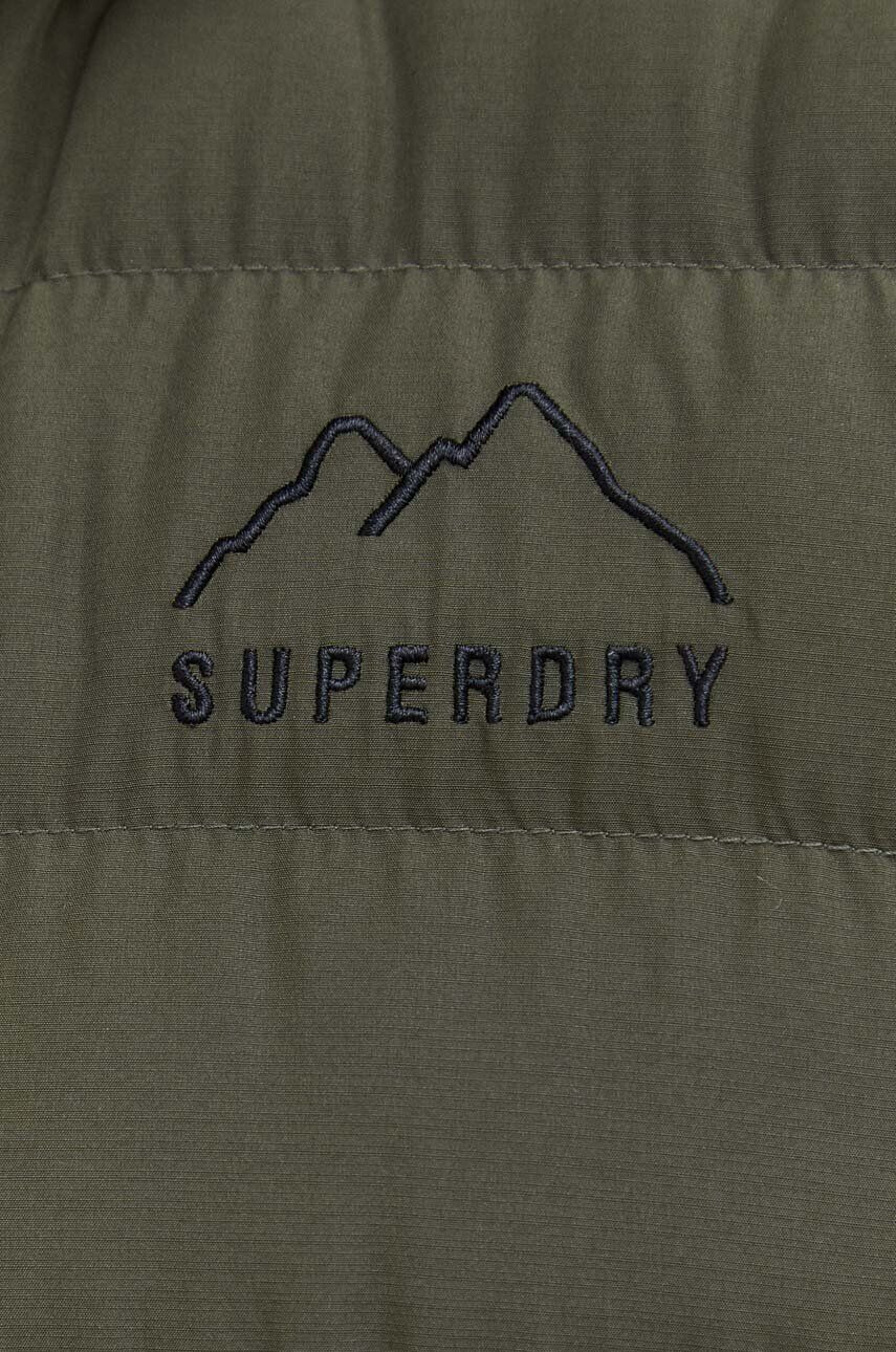 Superdry Vesta pánsky zelená farba zimný - Pepit.sk