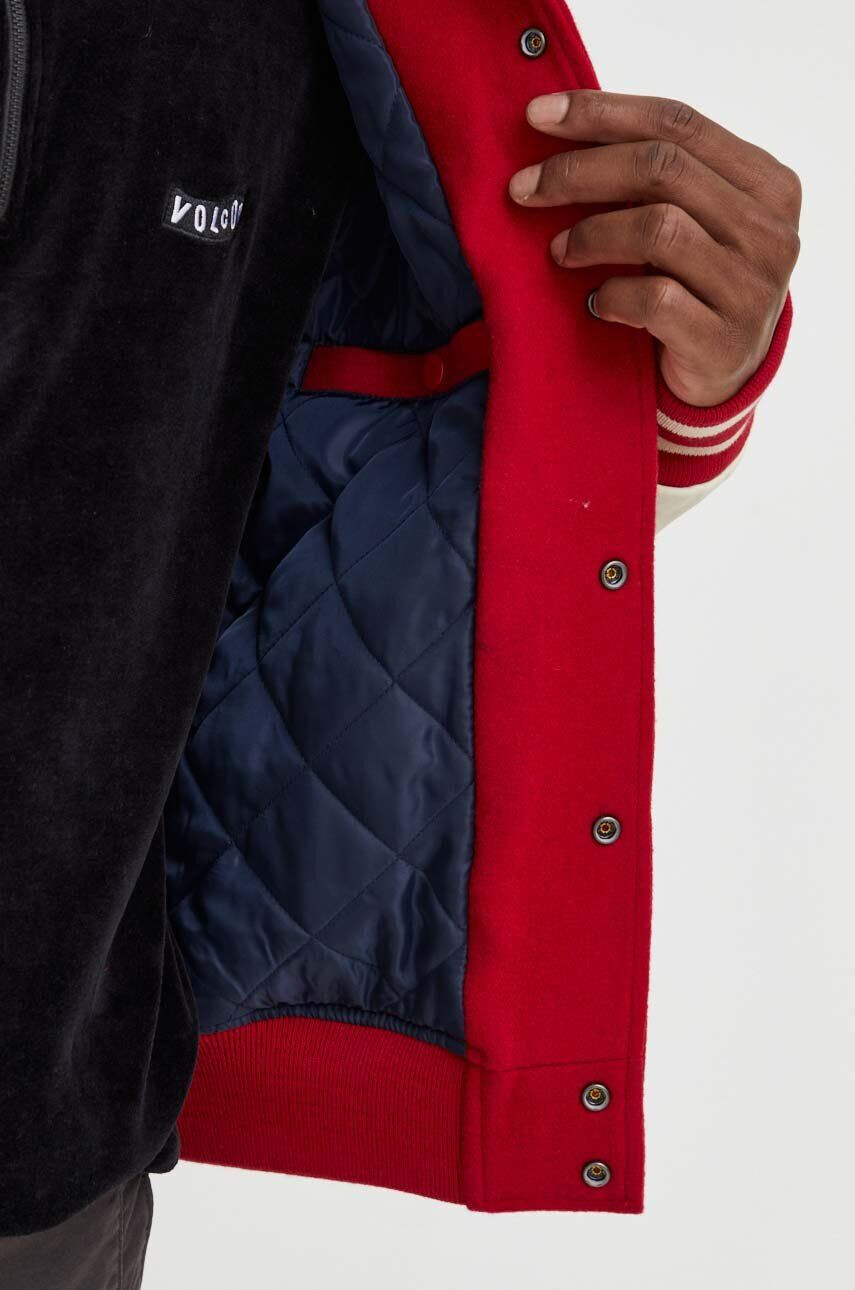 Superdry Vlnená bunda bomber červená farba prechodná - Pepit.sk