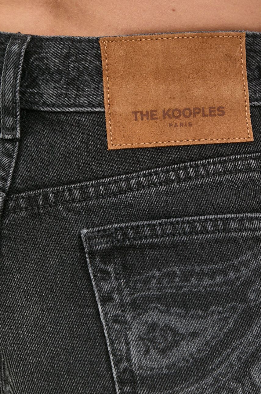 The Kooples Rifľové krátke nohavice dámske šedá farba jednofarebné vysoký pás - Pepit.sk